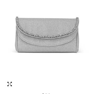 Jewel Badgley Mischka Clutch with Chain - SILVER